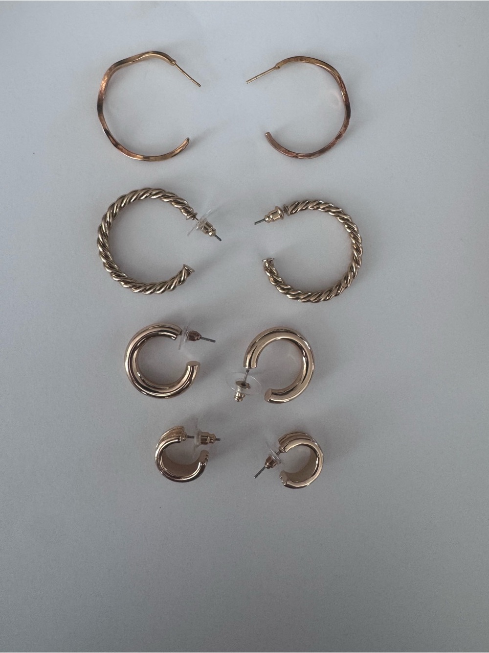 Gold-Tone Hoop Earring Set - 4 Pair